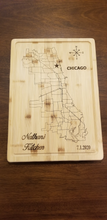 Load image into Gallery viewer, 11"x17" Bamboo Chicago Map Personalized